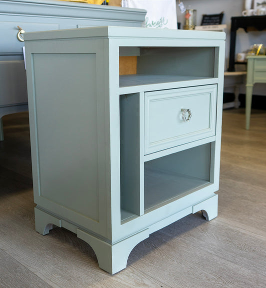 Restored Soft Green Nightstand / Side Table