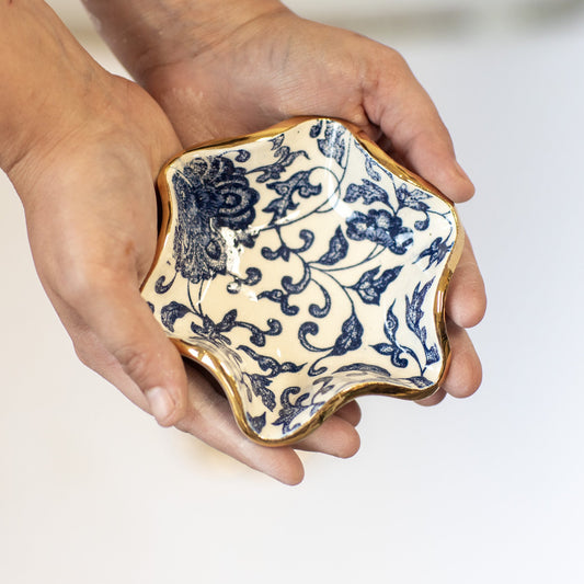 Ceramic Mini Gold Leaf Blossom Bowl