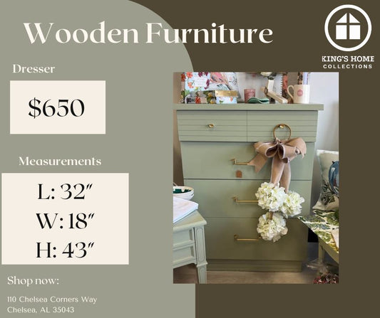 Refurbished Sage Green Tall Dresser