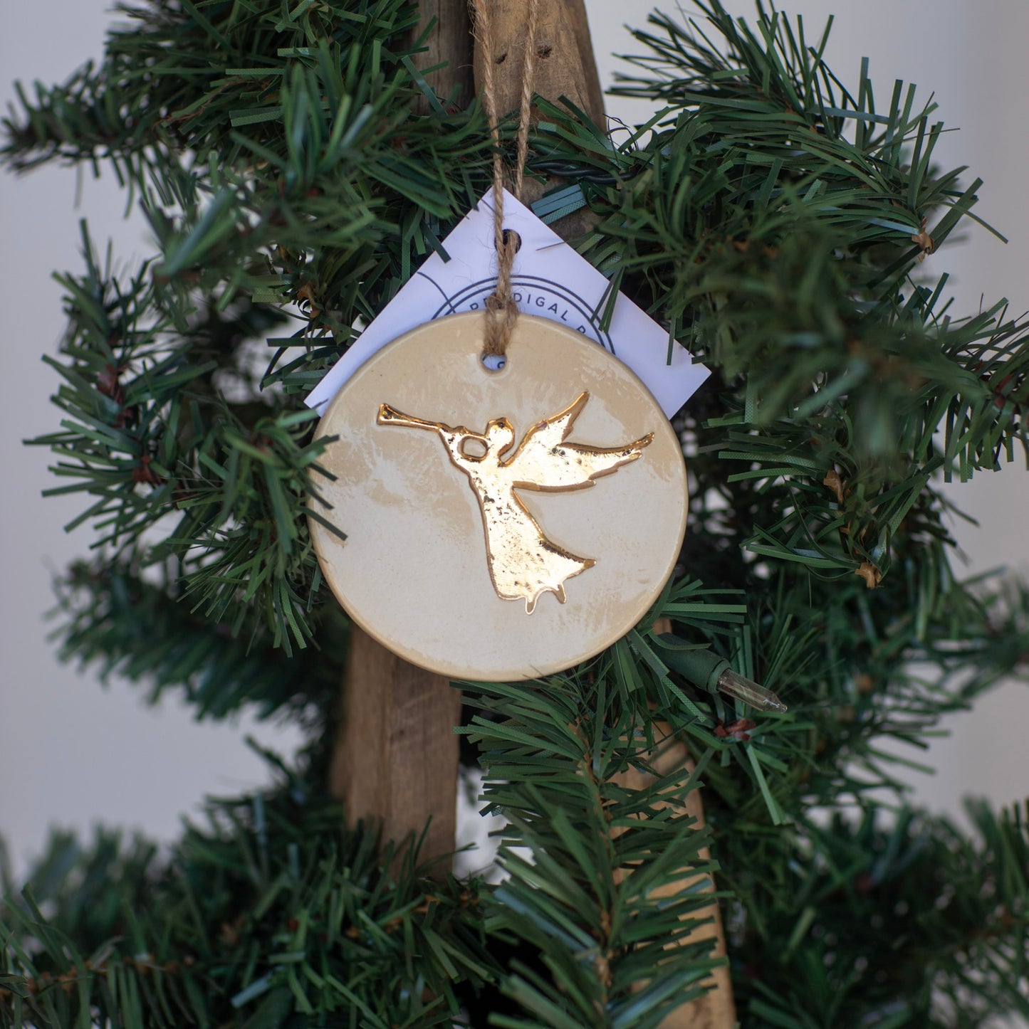Decorative angel ornament on a Christmas tree