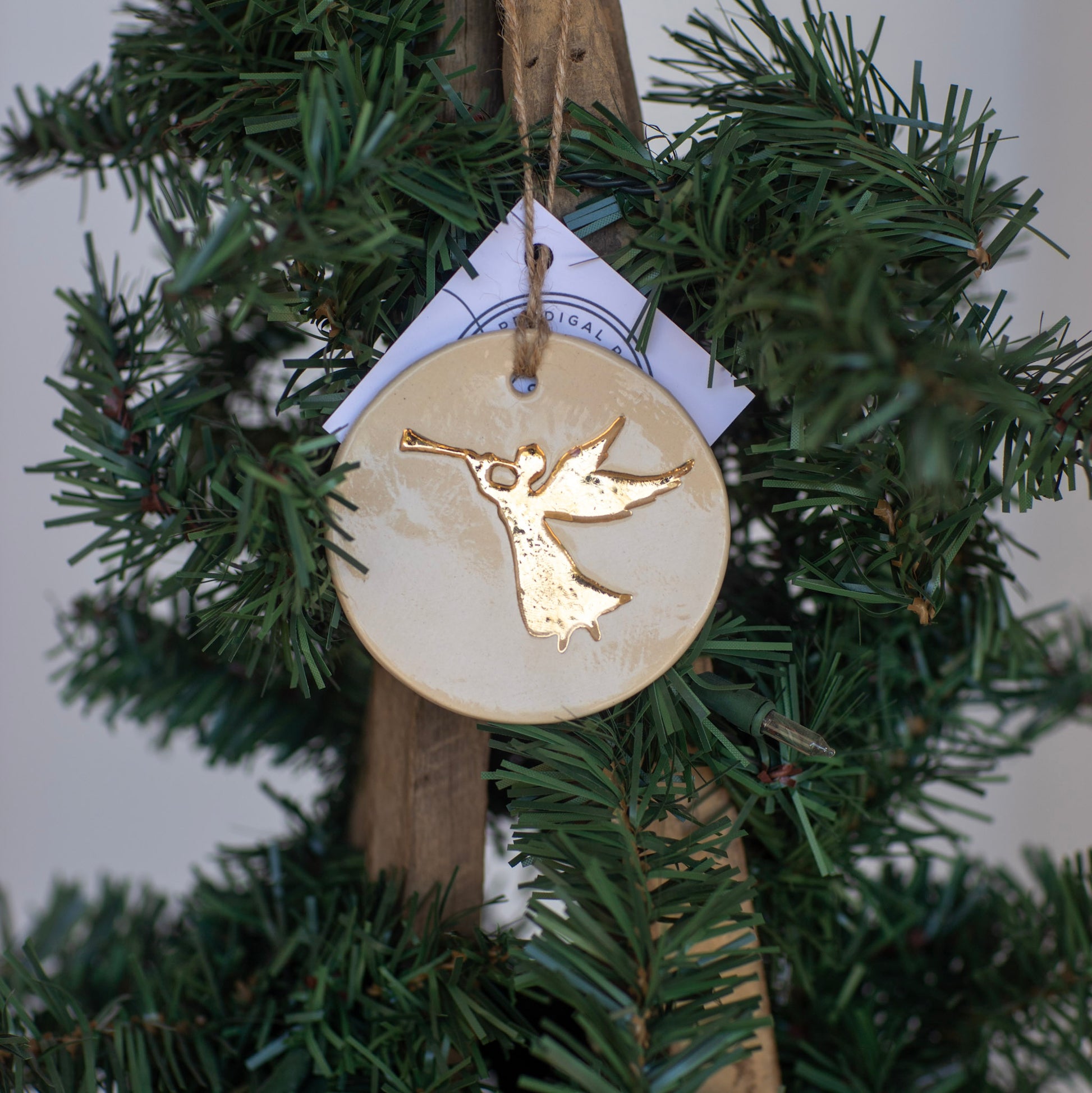 Decorative angel ornament on a Christmas tree