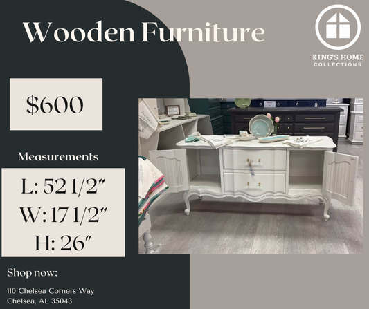 Refurbished White French Provincial Buffet