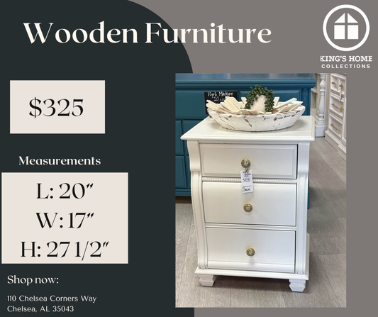 Refurbished White Three-Drawer Nightstand