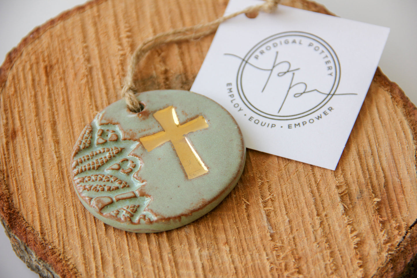 Gold Leaf Cross Ornament