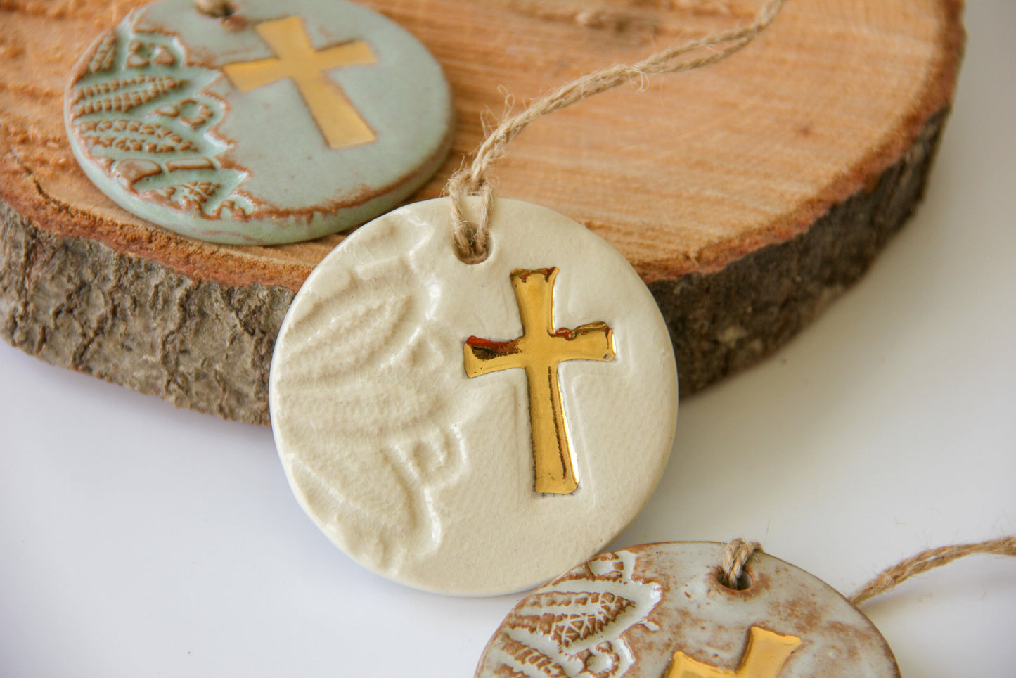 Gold Leaf Cross Ornament