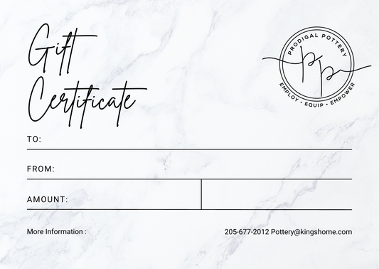 Prodigal Pottery Gift Certificate